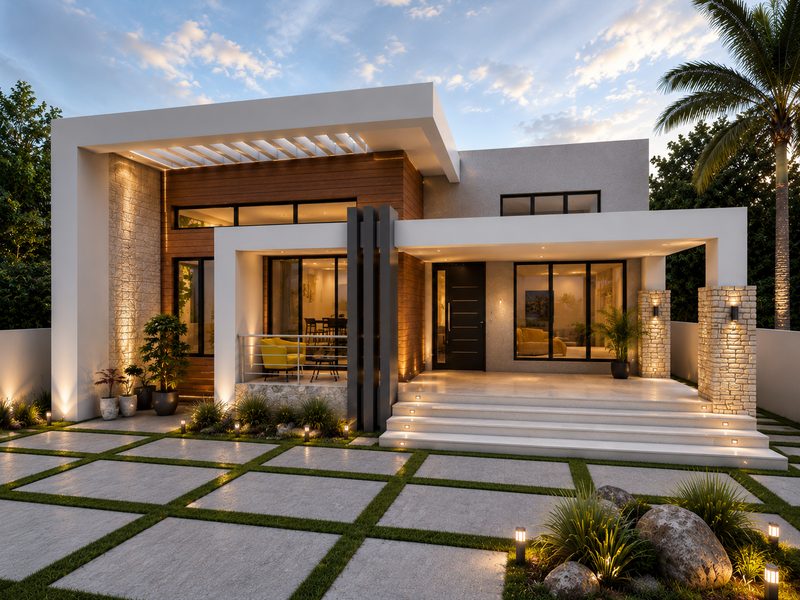 Design 06: modern 4 bedroom bungalow render