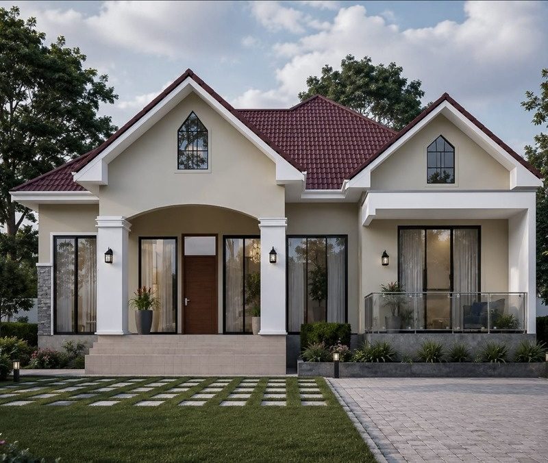 Design 09: modern 3 bedroom bungalow render