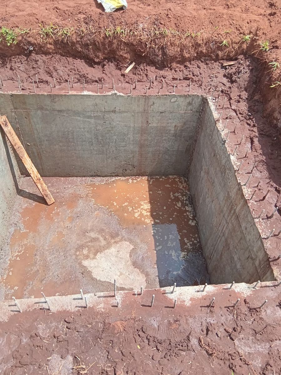 Completed concrete walls of the underground tank
