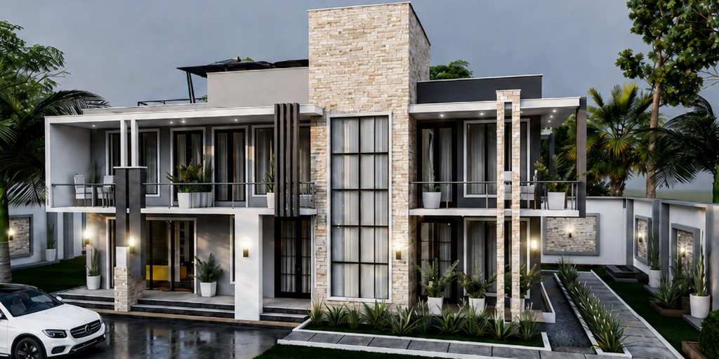 Render of the contemporary minimalist maisonette in Rongai
