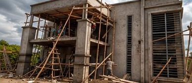 Taveta maisonette under construction with scaffolding